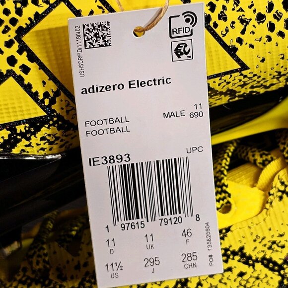 Adidas Adizero Electric II 7v7 Team Yellow Core Black IE3893 - Men\'s Size 11.5 main image 9